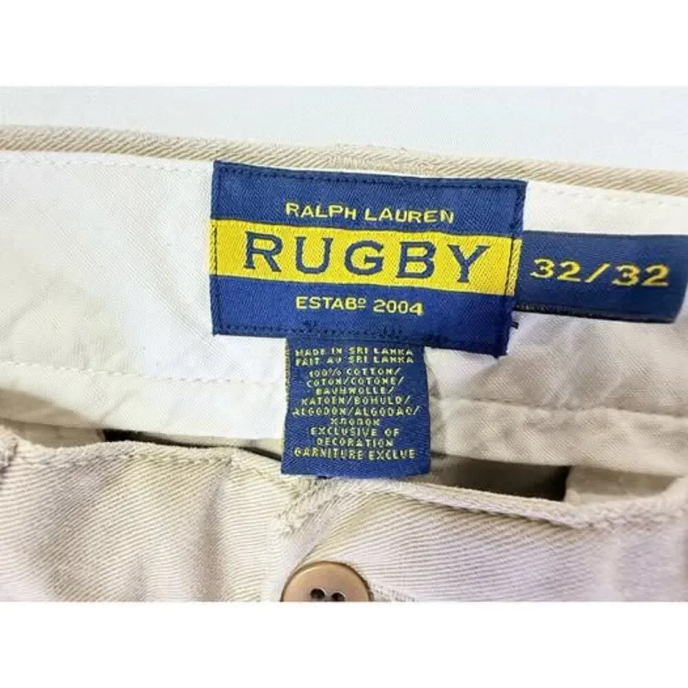 VTG Ralph Lauren Rugby Chino Pants Mens 32x30 Khaki Buckle Back Preppy Heritage